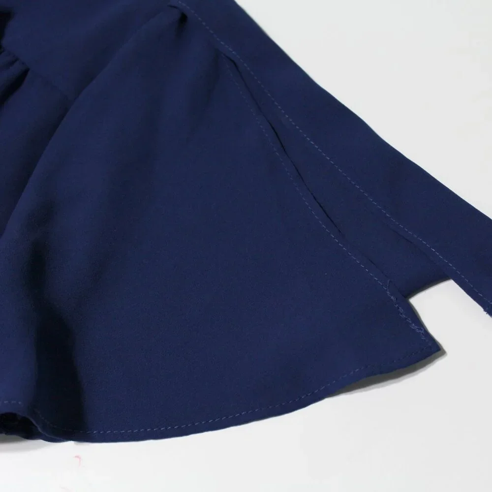 New Royal Blue Wrap Dress V-neck split sleeve flowy chiffon XS Lulus - Picture 6 of 9